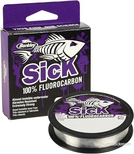 Berkley Sick Fluorkarbonledare, fiskelina, snabbt sjunkande osynlig rovdjur fiskelina för sötvatten och saltvatten havsfiske, abborre, zander, öring, klar, 0,22 mm 3,7 kg 3,6 50 m 54 yd 28632982716
