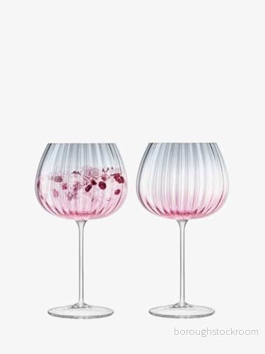 LSA skymningsballong bägare 650 ml rosa/grå set med 2 munblåst & handmålade DU04 5012548567032