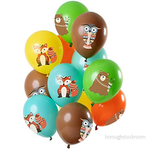 Folat 68885 ballonger skogsdjur flerfärgade 30 cm 12 stycken latex helium ballonger, födelsedagsdekoration, flerfärgade, 8714572688857