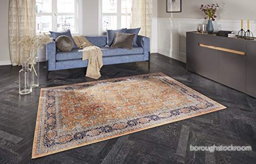 Elle Decor Design matta orientalisk Keshan Maschad vardagsrumsmatta (80 x 150 cm, 100% polyester, golvvärme lämplig robust, enkel rengöring), guldgulv, 10421580 4260659061548