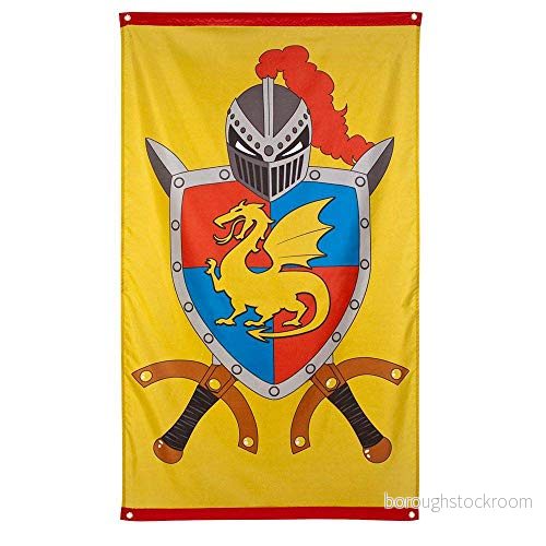 Boland 44008 fana rutiner och drakar, storlek 150 x 90 cm, banderoll, flagga, vapen, ritterrrustning, dekoration, födelsedag, motto Party, karneval 5055633340318