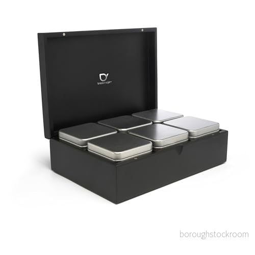 Bredemeijer stor svart ädel tebox set 7 delar inkl. 6 teburkar 8720052003966