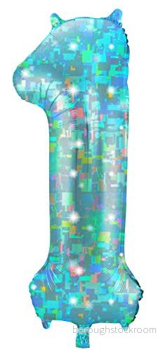 Folat Folieballong Siffror 1 Galactic Aqua 101 cm 8714572660419