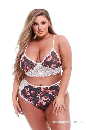 BACI LINGERIE Blommigt baselay set grön XL 4890808243633
