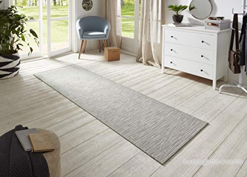 BT Carpet Nature löpare, inomhus och utomhusbruk, kökslöpare, halkfri, platt tyg, kort lugg, ullutseende, fineloop, köksmatta för hall, trädgård, terrass, badrum gräddgrå, 80 x 450 cm 4260659062989