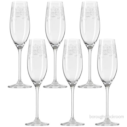 Leonardo Chateau champagneglas uppsättning med 6, diskmaskinssäkra prosecco glas, draget stjälk, gravyr, 200 ml, 035302 4045037615908