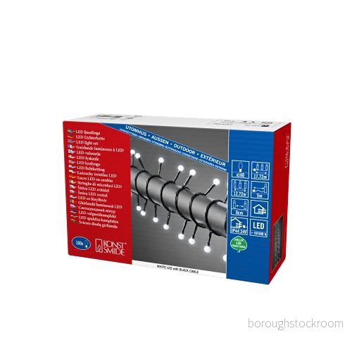 Konstsmide 3695207 miniljusslinga utomhus nätdriven antal glödlampor 160 LED kall vit klocka 7318306952071