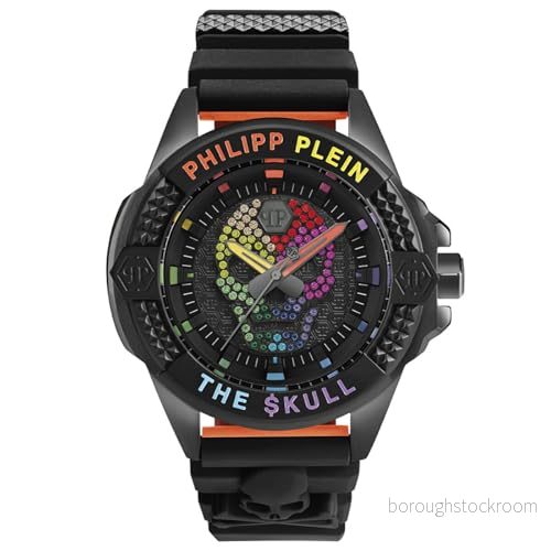 Philipp Plein Unisex analoga Quarz klocka med silikonrem PWAAA1121, Svart, Bälte 7630615106489