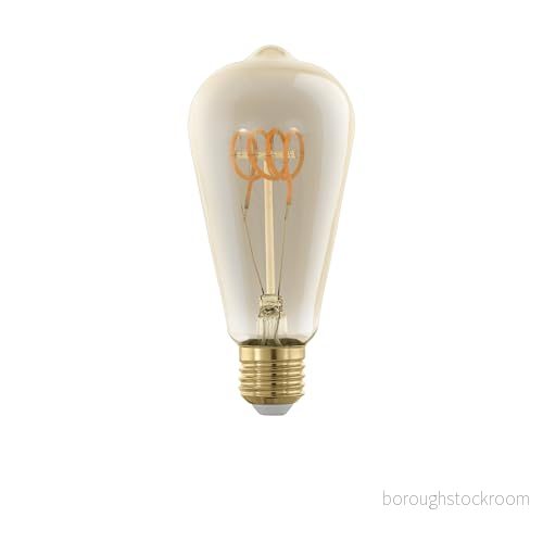 EGLO LED E27 lampa dag och natt, bärnsten vintage glödlampa med sensor, LED-lampa nattlampa, 5 watt (motsvarar 31 watt), 350 lumen, varmvit, 2200 Kelvin, LED-belysning ST64, Ø 6,4 cm 9002759118877