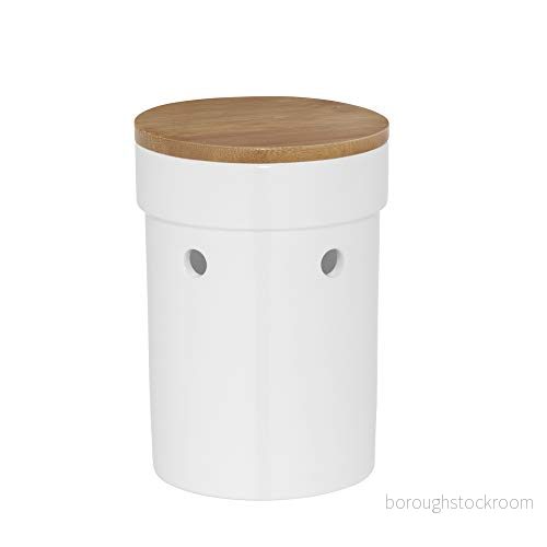 kela lökkruka Salena, Ø 15 cm, keramik, vit, rund, avtagbart bambulock, sidolufthål, 12067 4025457120671