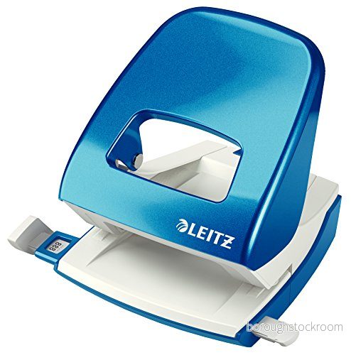 Leitz WOW Hålslag, 30 ark, styrskena med formatmarkeringar, metall, blå metallic, 50081036 4002432395965