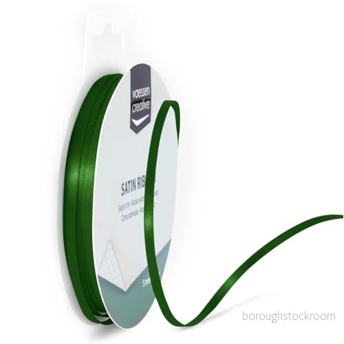 Vaessen Creative satinband 3 mm x 10 m mörkgrönt, band, dekorband, band för pyssel, tygband bröllop, dop och födelsedagspresenter 8716052223206