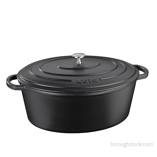 kela CALIDO stekpanna, gjutjärn, oval, fyrhällsbotten, emaljerad, värmebeständig upp till 300 C, 12474, svart, 9,3 liter 4025457124747