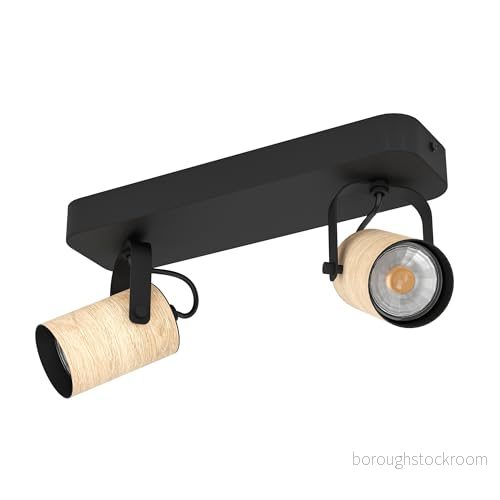 EGLO Cayuca Takspotlight, Svart/Trädekor, 2 Lampor 9008606239993
