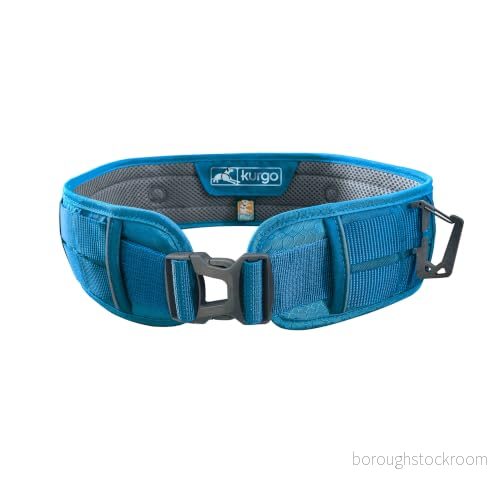 Kurgo RSG Hundbälte, handsfree handle för sport, löpning och vandring, justerbar från 71 till 114 cm, blå 813146019634