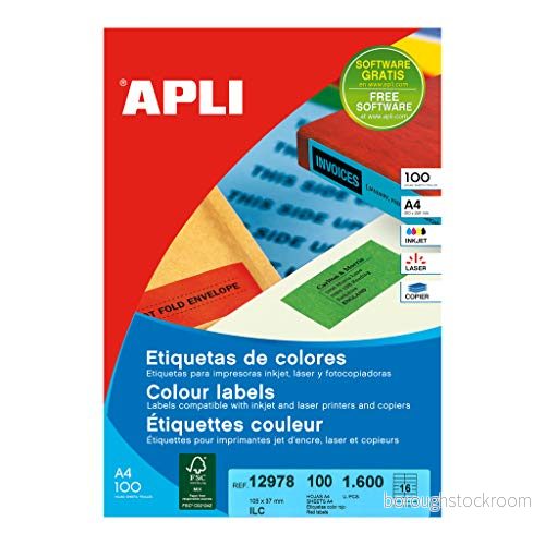 APLI 12978 Permanenta röda etiketter 105,0 x 37,0 mm 100 ark 8410782129783