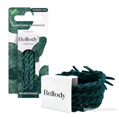 Bellody® Original Hair Bobbles snygga flätade hårsnoddar med starkt grepp (4 delar Quetzal grön) hårsnodd för kvinnor grön 4270001092397