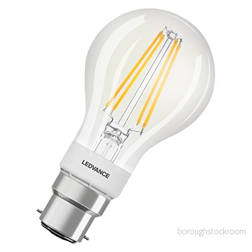 LEDVANCE Smart LED lampa med Bluetooth Meshteknik, bas B22d, dimbar, varmvit (2700K), 60 W ersättning, kontrollerbar Alexa, Google och Apple Voice Control, SMART+ Filament Classic DIM, 1 pack 4058075486201