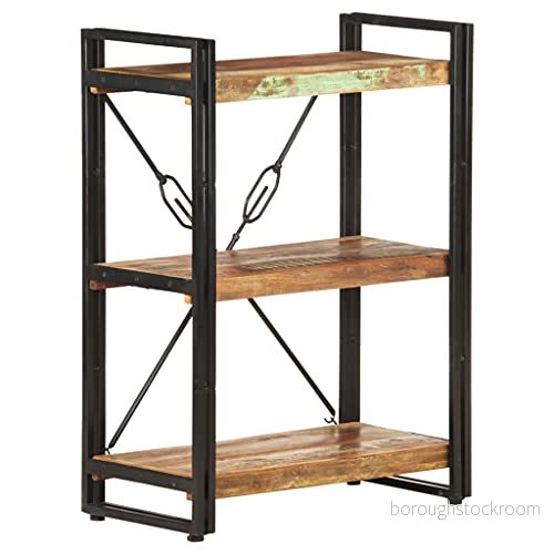 Bokhylla med 3 hyllor 60x30x80 cm massivt återvunnet trä 8720286200773