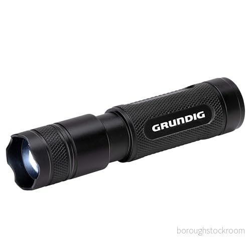 Grundig LED ficklampa 50 lumen 1 W räckvidd 65 m 3 belysningslägen: hög, låg, pulserande svart 8711252235448