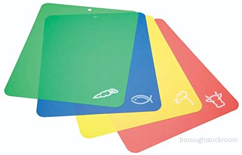 KitchenCraft Skärbrädor, Giftfri Plast, 4 pack, Blandade Färger, KCFLEXCUT2 5028250161048