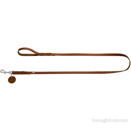 HUNTER SOLID EDUCATION hundkoppel läder, flätad, robust, mjuk, handrem, 1,6 x 100 cm, konjak 4016739661074