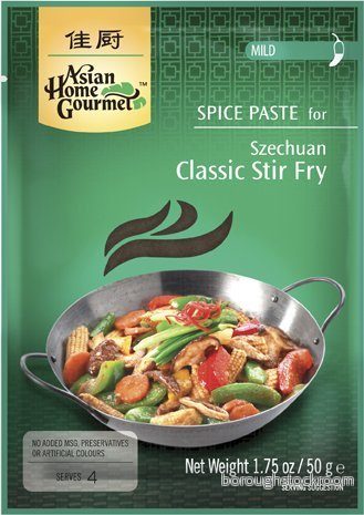 ASIAN HOME GOURMET 3 pack kryddpasta för klassisk stekpanna maträtt Szechuan Art, MILD [3 x 50 g] 8886390203090