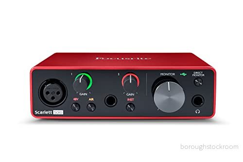 Focusrite Scarlett Solo 3:e generationens USB ljudgränssnitt med studiokvalitetsljud, för gitarrister, sångare, poddare eller producenter, röd 815301005179