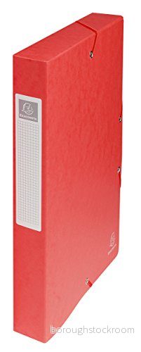 Exacompta Ref 50405E 1 Exabox arkivbox med resårband 600 g/m2 glansig kartong 4 cm rygg 25 x 33 för A4 dokument röd levereras monterad 3130630504054