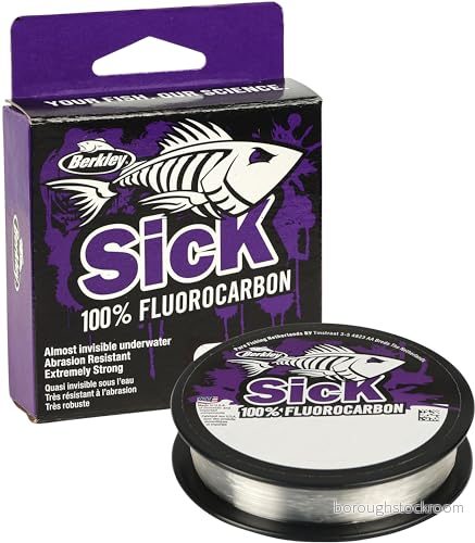 Berkley Sick Fluorkarbonledare, fiskelina, snabbt sjunkande osynlig rovdjur fiskelina för sötvatten och saltvatten havsfiske, abborre, zander, öring, klar, 0,20 mm 2,8 kg 50 m 54 yd 28632982709