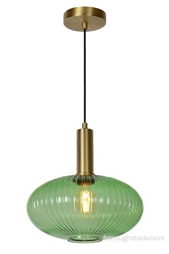 Lucide Glashänglampa Maloto, Ø 30 cm, grön 5411212451194