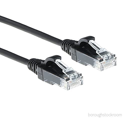 ACT CAT6 nätverkskabel, U/UTP LSZH LAN kabel tunn 3,8 mm smal linje, flexibel snagless Ethernet med RJ45 kontakt, för användning i datacenter, 7 meter, svart DC9907 8716065509632