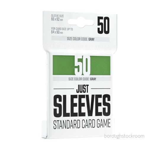 Just sleeves 50 kortskydd ogenomskinlig baksida grön glänsande utseende standardformat 66 x 92 mm färgkod grå brädspel tillbehör 4251715411339