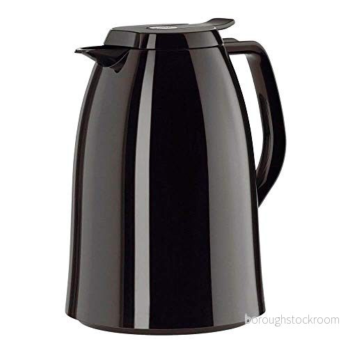 Emsa 517005 Mambo vakuumkanna 1 liter Quick Tip förslutning 100% tät håller 12 h varm/24 kall högglans svart 4009049431123