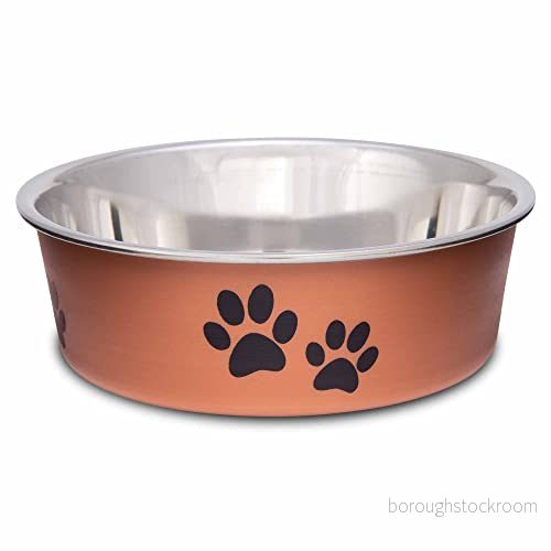 Loving Pets Bella skålar hundmats och vattenskål, utan spetsar, i rostfritt stål, husdjursskål, halkfri spillsäker (liten, Copper) 842982074507