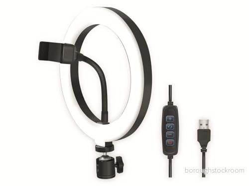 LogiLink AA0151 LED ringljus/ringljus (Ø 20 cm) med smartphone hållare, 3 färglägen (naturlig, varm, kall) och 72 lysdioder för professionella videor bilder 4052792064223