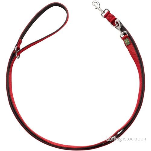 HUNTER NEOPREN justerbar hundkoppel 1,5 x 200 cm, röd/svart 4016739623027