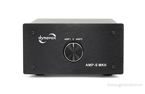 Dynavox AMP S MKII, förstärkar och boxomkopplare i metallhölje, för stereo surroundförstärkare, anslutning via banankontakt eller klämanslutning, svart 4250019134395