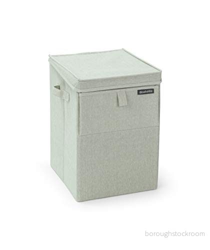 Brabantia Wäschesack Quick Drop Öffnung Robuste Textilsack Platzsparend Der Deckel lässt sich zu Griffen ausklappen Einfache Entleerung, Green, 35L 8710755120466