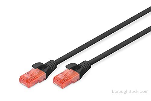 DIGITUS LAN Kabel Cat 6 10m RJ45 nätverkskabel UTP oskärmad kompatibel med 6A och 5e Svart 4016032388050