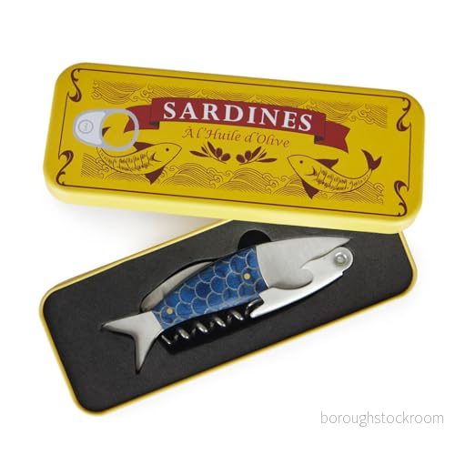 Balvi Sardines korkskruv blå färg flasköppnare med metalllåda tenn 8430306275512