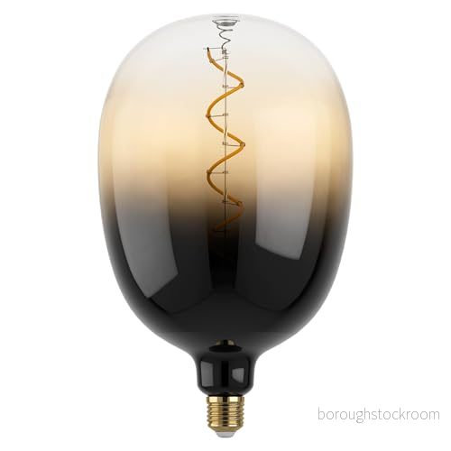 EGLO XXL Dimbar E27 lampa, spiral LED, retro glödlampa, stor storlek, extra dekorativ vintagelampa i sandfärg och svart, 4 watt, 100 lumen, varmvitt ljus, 1 700 K, längd 29,5 cm 9002759125530