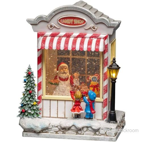 Konstsmide LED snöglob lykta godisbutik och jultomtescen, vattenfyllda/juldekorationer inomhusbruk (IP20)/valfri åtta sångmusik/batteridriven: 3 x C 1,5 V (exkl.), vit 7318304369000