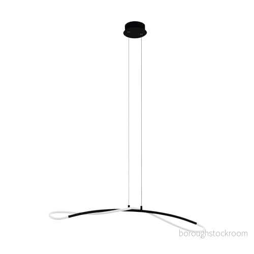 EGLO LED-pendellampa Egidonella, 1 glödlampa hänglampa modern, av stål och plast, matbordslampa i svart, vit, för vardagsrum, L 90 cm 9002759993825