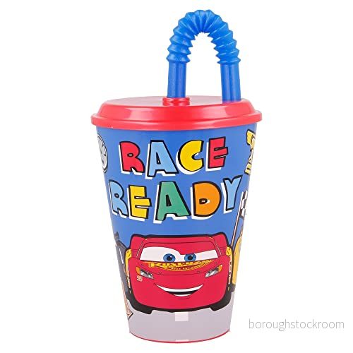 ÅTERANVÄNDBAR BARNBÄGARE MED SUGRÖR I BPA FRI PLAST 430 ML CARS LETS RACE 8412497515301