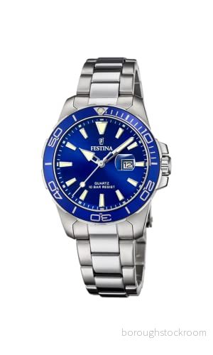 Festina Damer analog kvartsur med rostfritt stål Armband F20503/3, Silver/blå, mittel, 8430622759932