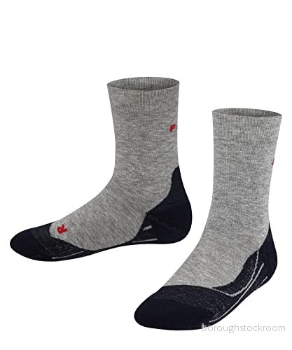 FALKE Unisex barn RU4 löparstrumpor bomull svart grå fler färger medeltjocka förstärkta sportstrumpor utan mönster med medelstark stoppning varm lång vegansk för sport jogging löpning 1 par 4043874268387