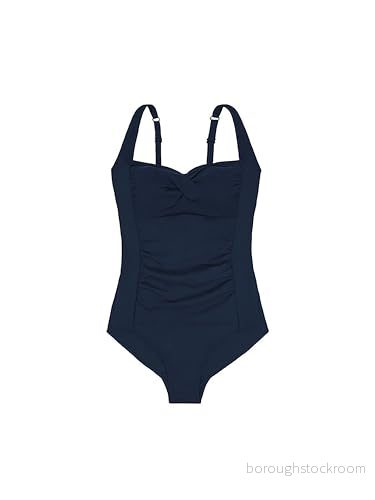 DORINA Fiji-D-D lättvadderad skulpterande baddräkt, trådlös, medelkontroll, vindmodellering, vriden detalj, justerbara remmar, bläck, Färg: blå, L 4894728626385