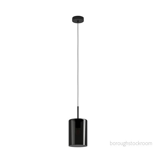 Eglo Hänglampa Cadaques 1, 1 glödlampa hängande lampa, elegant, stålhänglampa i silver och rökglas, matbord, vardagsrum, med E27 sockel 9002759985851