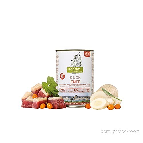 ISEGRIM Kan Vuxen Hund Anka + Chirivia, Havtorn bär och vilda örter, 800 g, 4250231540158